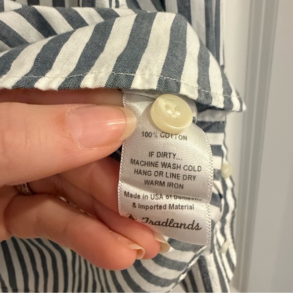 Tradlands Button Down Shirt- Blue and White Stripes-Cotton made in USA - Picture 7 of 7